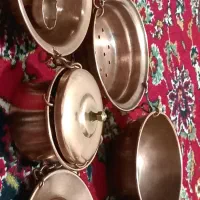 ظروف 9تیکه مسی وجعبه جواهرات قدیمی