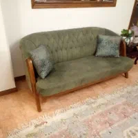 مبل هشت نفره دسته چوبی در حد نو
