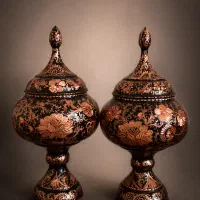 ظروف مسی الماس تراش و میناکاری