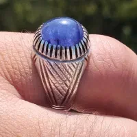 جواهر یاقوت کبود اصل معدنی بارکاب نقره دست ساز
