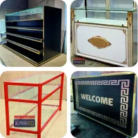 میز پیشخوان ویترین کانتر دخل قفسه طبقه دکور فلزMDF