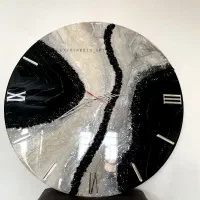 ساعت دیواری رزینی دست‌ساز لوکس طرح سنگ مرمر