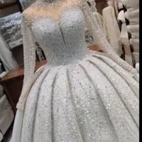 پیراهن عروس دنباله دار عربی مزون دوز