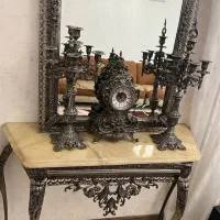 آینه شمعدان برنجی سیاه قلم