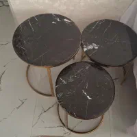میز سه تکیه ترکیب استیل رنگ ثابت و سنگ