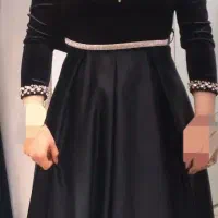 پیراهن مجلسی مخمل مشکی و ساتن