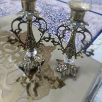 دو عدد شمعدانی برنج