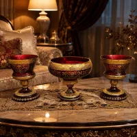 کریستال ایراددار سه تیکه ی قرمزی