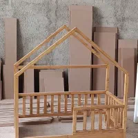 تخت کودک کلبه ای  تمام چوب