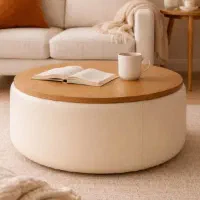 جلومبلی چوب و پارچه عسلی میز لب تاپ