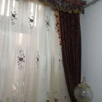 پرده حریر گلدوزی همراه باوالن