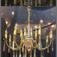 فروش لوستر ۸شاخه سنگی فیروزه سبز کرم اقساطی
