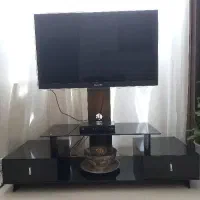میزعسلی چوبی/میز تلویزیون شیشه ای سالم تمیز