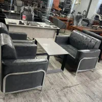 مبل اطلس چهارنفره میز پایه فلزی اداری