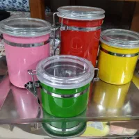 ظروف دربدار استیل رنگی نو