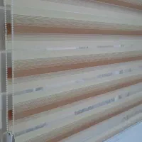 دوتا پرده زبرا رنگ کرم عرض ۲۵۰