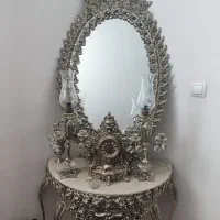 آینه شمعدانی برنز با ساعت