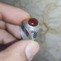 انگشتر نقره عقیق یمن رگه دار  قدیمی