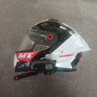 کلاه کاسکت فک ثابت ریسی mt اورجینال سفید مشکی