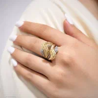 انگشتر تمام تراش مدل موج عیار ۹۲۵ نقره برف