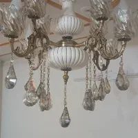 لوستر برنج و سرامیک ۴ شاخه ۸ شعله