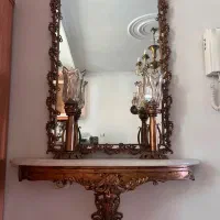 آینه و کنسول برنجی با سنگ مرمر