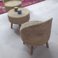میزوصندلی چوبی حصیری