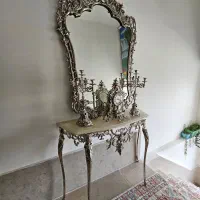 آینه و شمعدان و ساعت برنز اصل