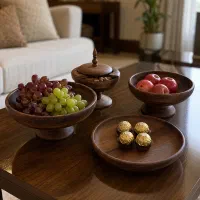 سرویس چهارتکه پذیرایی چوبی گردو