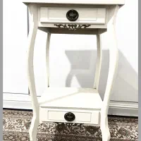 میز تلفن سفید چوبی