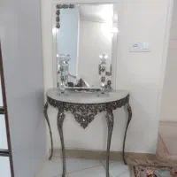 آینه + شمعدان بوهمیا + میز سنگی