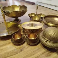 سرویس برنجی پذیرای ۷ تکه اصلی|ظروف سرو و پذیرایی|تهران, کوی فراز|دیوار