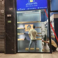 دکور کمد و قفسه و کانتر mdf سفید و سرمه ای