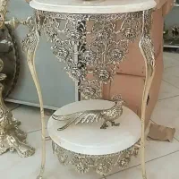 میز تلفن دوطبقه برنز برنزی