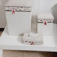 ست سبد لباس سطل اشغال و جا دستمالی کاملا سالم