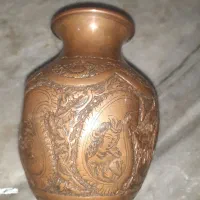 گلدان مسی قلمکاری قدیمی