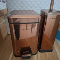 سطل وفرچه فلزی پدالی مسی رنگ