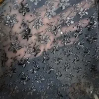 پارچه گیپور مجلسی سورمه ای 1.5 متری