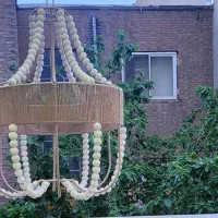 لوستر رافیا طرح اشکی با نخ رافیا