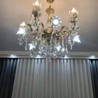 لوستر 10شاخه برنجی کریسالی  جدید
