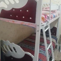 تخت خواب دو طبقه وکیوم لمسه کاملا در حد نو با تشک