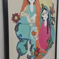 تابلو برجسته با تکسچر و متریال طلایی و آینه