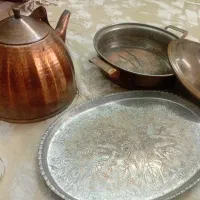 ظروف مسی تابه کتری و سینی در حد نو