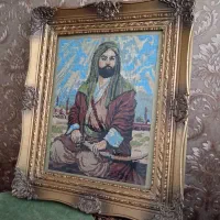 تابلو کوبلن قدیمی شمایل حضرت علی (ع)