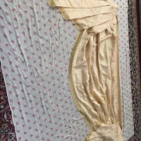 پرده حریر ترک طرح برجسته بهمراه دکور ساتن ترک