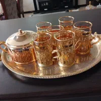ست طلایی چای خوری بدون رنگ پریدگی و کاملا سالم