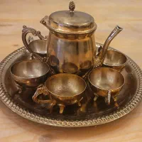 سرویس قهوه خوری با سینی عتیقه