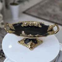 میوه وشیرینی خوری کریستال رنگ مشکی طلایی