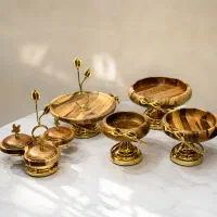 سرویس پذیرایی چوبی ۵ تیکه گل لیلیوم