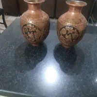 دوعدد گلدان مسی سایز متوسط